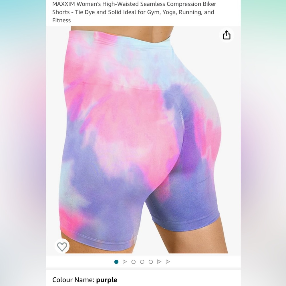 MAXXIM Women's High-Waisted Seamless Compression Shorts Tie Dye